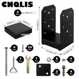 CNQLIS 4"x 4" Post Base, 2Pcs Stainless Steel Adjustable Post Anchor Brackets,Adjustable Post Base for Pavilion Deck Porch Handrail Railing Support Decorative Anchor Plate