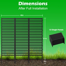 OUSHENG 47in H x 48in W Air Conditioner Fence Privacy Screen, Pool Equipment Enclosure Trash Garbage Can Hider Outdoor for AC Outside Units Garden Balcony Patio, Black