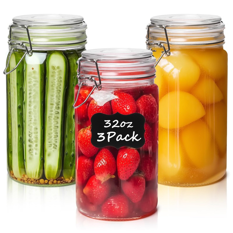 ComSaf Glass Jars with Airtight Lid Set of 3, Mason