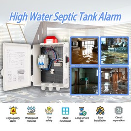 Sump Control Panel, Zelinhol High Septic Tank Featuring 110DB Level, Indoor/Outdoor Light for Sump, Septic, Pond and Tank