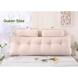 Ziihome Wedge Headboard Pillow + 2 Head Roll Pillows Bed Wedge Pillow Lap Top Pillow Gaming Pillow Reading Pillow for Headboard Large Bolster for Sitting in Bed Backrest Positioning Support