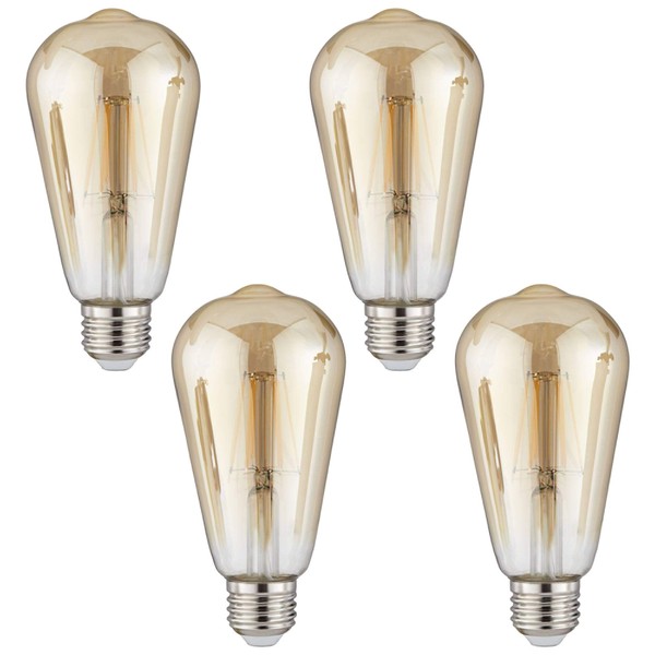 Tesler 60W Equivalent Amber 7W LED Dimmable Standard Edison 4-Pack