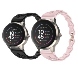 Compatible with ITOUCH AIR 4 Bands, 20mm, 24mm Elastic Silicone Hollowed Out Replacement Straps Compatible with iTouch Sport 4, Sport 3, AIR 3 40MM, Air 3 44mm, AIR 4 41mm, Air 46mm Smartwatch (2 Pack-Black+Pink, 20mm size band)