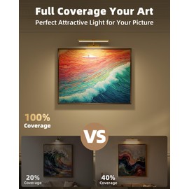 EZVALO Picture Light for Wall, 4800mAh Rechargeable Wireless Remote Lights, 16'' Dimmable Magnetic LED Art Painting Light with 3 Color Temps, Display for Gallery, Living Room, Bedroom, Hallway (Gold)