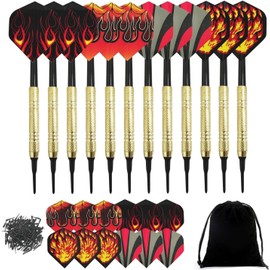 12 Pack Soft Tip Darts Set - with 100 Plastic Tips & 12 Flights, Lightweight Aluminum Shafts for Beginners, Electronic Dartboard Accessories Family Game Night