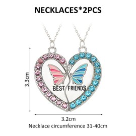 KRYMSON 1 Pair Butterfly Love Necklaces, Sister Necklaces, Girls Friendship Necklaces, Magnetic Necklaces, BFF Necklaces, Matching Gifts for Girlfriends and Best Friends, Metal