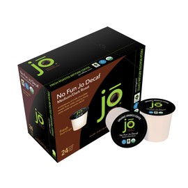 NO FUN JO DECAF: 48 Cups, Organic Medium Dark Roast Swiss Water Process for Keurig K-Cup Compatible Brewers, Fresh Seal Single Serve Cups, Fair Trade Certified Kosher Non-GMO Gluten Free by Jo Coffee®