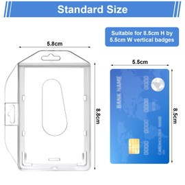 ID Card Holder with Thumb Slot, Transparent, ID Holder, Card Sleeves, Badge Holder, Credit Card Case, Card Sleeves for Office, School, Office Supplies, Pack of 3