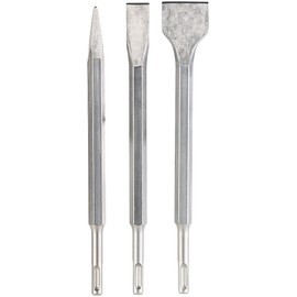 AGT Professional SDS Plus Chisel Set: 3-Piece Chisel Set for SDS Plus System, Pointed, Flat & Spade Chisels (Tool Set Consisting of Chisels, Chisel Set, Tiles)
