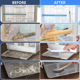 XANGNIER Bird Cage Cleaner Brush Kit,Bird Poop Remover Cleaning Tools Set Accessories for Small,Medium,Large,Tall,Stainless Steel,Parakeet,Budgie,African Grey Parrot,Cockatoo Birds Cage Accessories