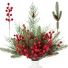 60Pcs Christmas Artificial Pine Branches,Faux Pine Needles with Pine Cones
