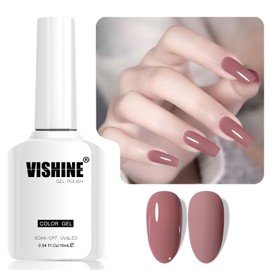 Vishine Mauve Pink Gel Nail Polish, 1 Pcs 16ml Soak-Off UV LED Gel Polish for DIY Nail Art & Home Manicure, Shade L343 Soft Mauve Pink