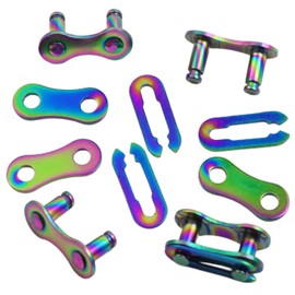 Hyamass 4 Pairs Bicycle Missing Link Single/1 Speed Chain Reusable Steel Bike Chain Link (Rainbow)