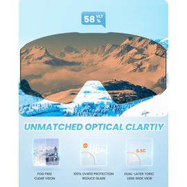 OutdoorMaster Falcon Magnetic Replacement Lens for Kids Ski Goggles,Anti-Fog 100% Protection Snowboard Goggles Lens OTG