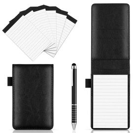 YHTCC 8 Pcs Leather Small Notebook Set With Metal Pen, A7 Notebook & 6 Refill Pad Of 50 Sheets, Perfect For On-The-Go Notes