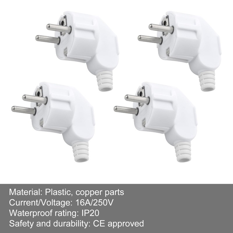 Schuko Plug Angle, Pack of 4 Schuko Angle Plug, 230