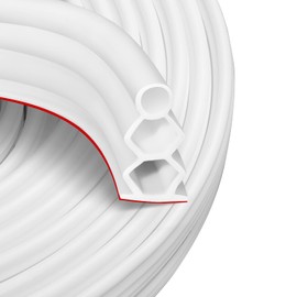 SILIENTWERK 50 Feet Self-Adhesive Rubber Weather Stripping Fits Big Gaps, Extra Thick Rubber Door Weather Stripping Door Seal Strip for Door Frame Door Insulation Strip Waterproof(White)