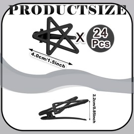 ELANE 24 Pcs Star Snap Hair Clips for Women Girl,Cute Hair Barrettes for Women Fine Thin Hair Accessories DIY (Black)