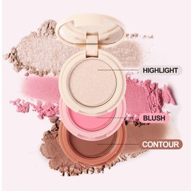 FantasyDay 3-in-1Makeup Face Palette,2pcs Contour Powder Makeup Palette Bronzer Blush Highlighter Face Sculpt Contouring Kit Collection#A+B+C