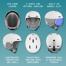 Retrospec Zephyr Ski & Snowboard Winter Helmet for Adults - Adjustable with 9 Vents - ABS Shell & EPS Foam Lining, Built-in Goggle Clip for Men and Women