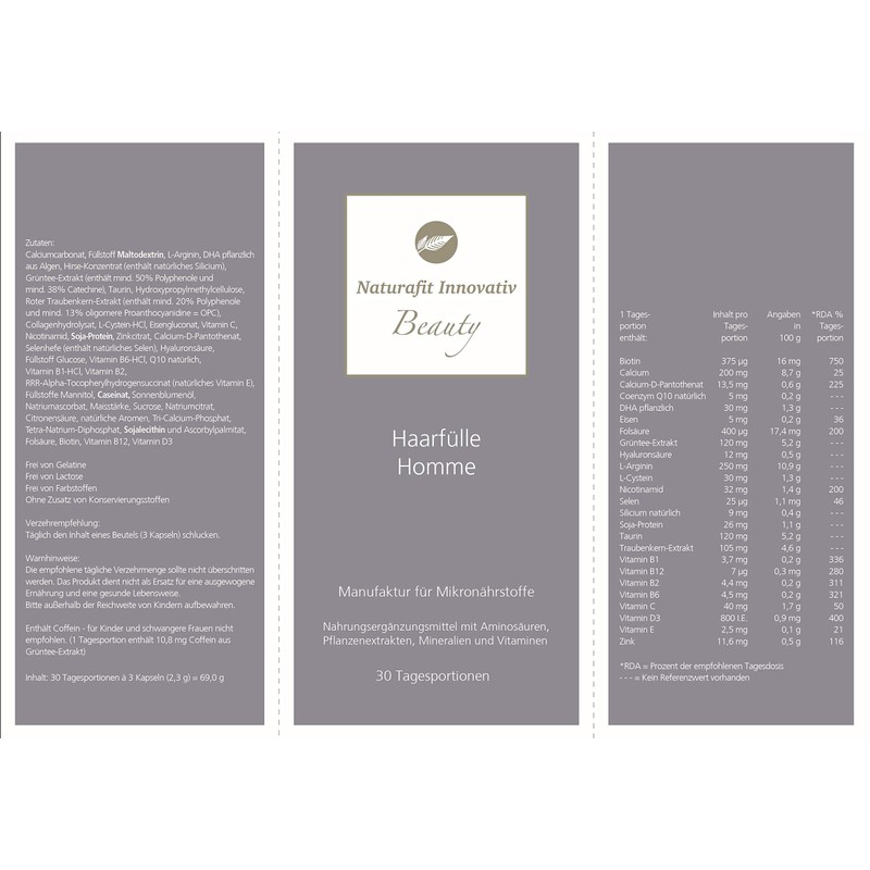 naturafit Haarfuelle Mann, Pack of 90 Capsules