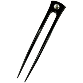 JWL HAWNKOA PRODUCTS Anodized Aluminum Two Prong Straight 6" Hair Forks Unbreakable Waterproof Pick Pic Pin Comb Hawaiian Style (Black)