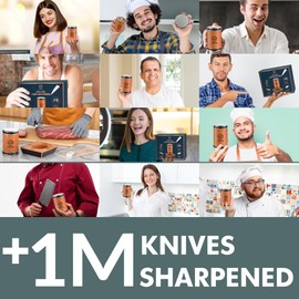 NESTIQ® Rolling Knife Sharpener Tool Kit I Kitchen Knife Sharpener Set With Leather Strop, Cut Resistant Gloves and Eraser I Roller Knife Sharpening Offers 2 Diamond Disc and (15°/18°/20°/22°) Angles