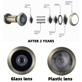 TOGU 220-degree Solid Brass Peep Holes for Door with 16mm Drill Bit, 0.63 inch Door Peephole with Privacy, Compatible with Door Thick from 1-3/8" to 2-1/6", Antique Bronze Finish