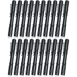 Vinsot 20 Pcs LED Pocket Flashlight Mini Small Handheld Pen Light Bulk Rechargeable Tactical Torch with Clip for Police Camping Inspection Security(5.12 Inch), Black