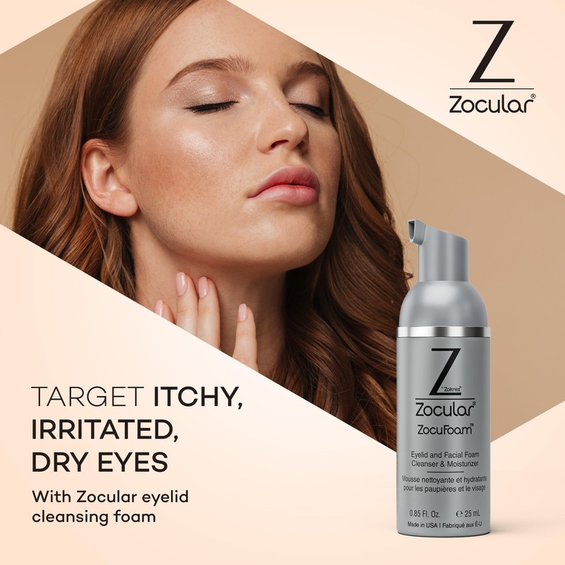 Zocular ZocuFoam Eyelid Cleanser - Foaming Eyelid Scrub - Natural