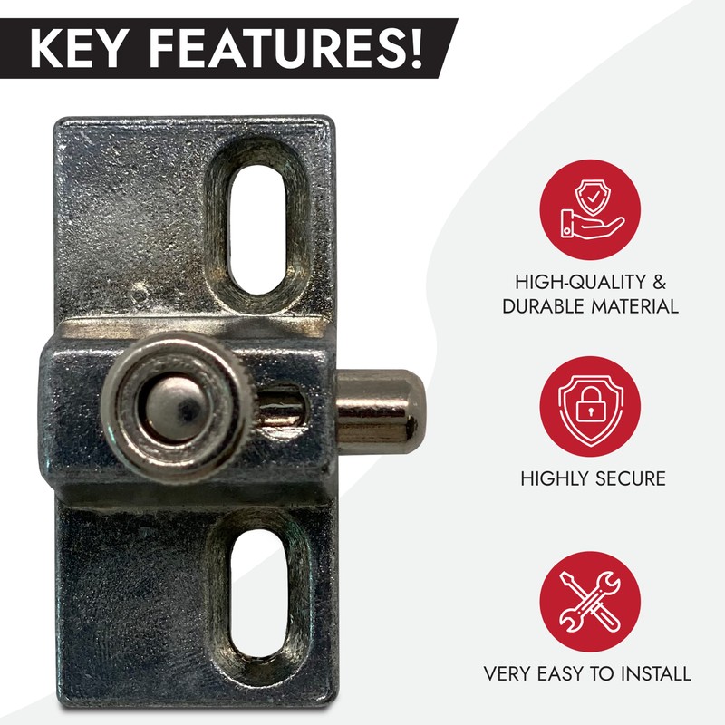 NU-SET 2978-6 Anti-Lifting Sliding Door Bolt, 6 Pack, Zinc