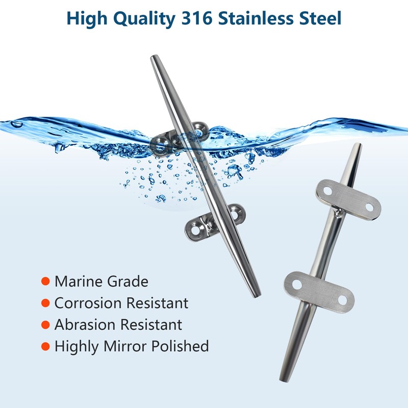 Boat Cleats 8 Inch 4 Pack, Dock Cleats 316 Stainless