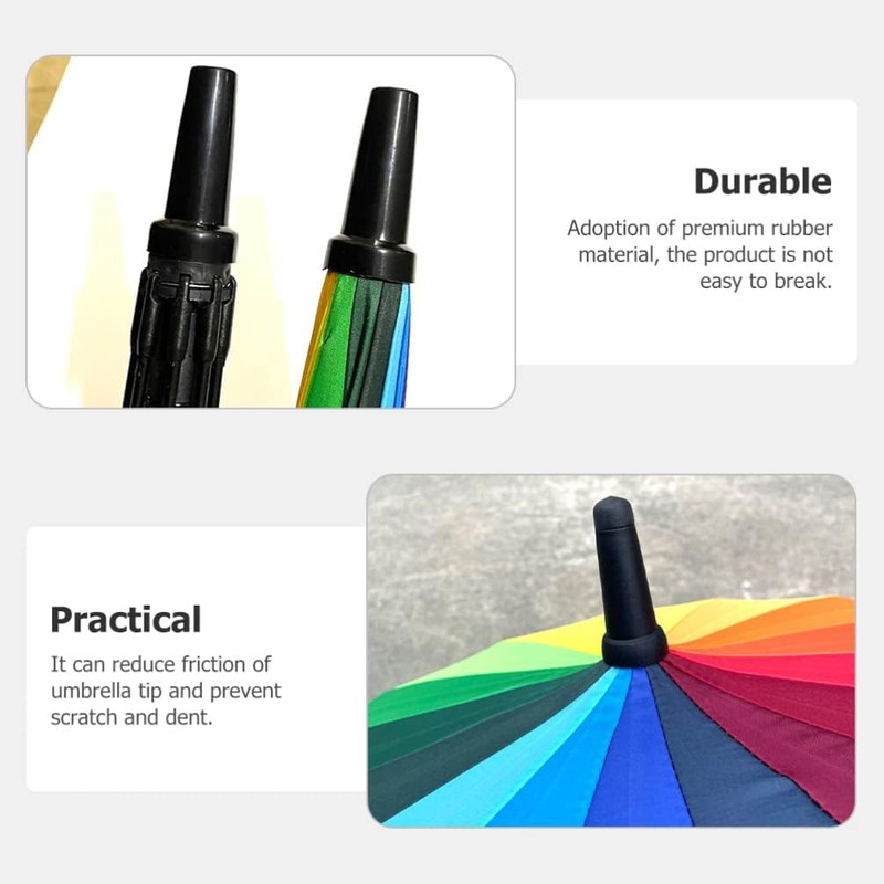 CLISPEED 2Pcs Umbrella Tips Waterproof Rubber Umbrella End Caps Sticks