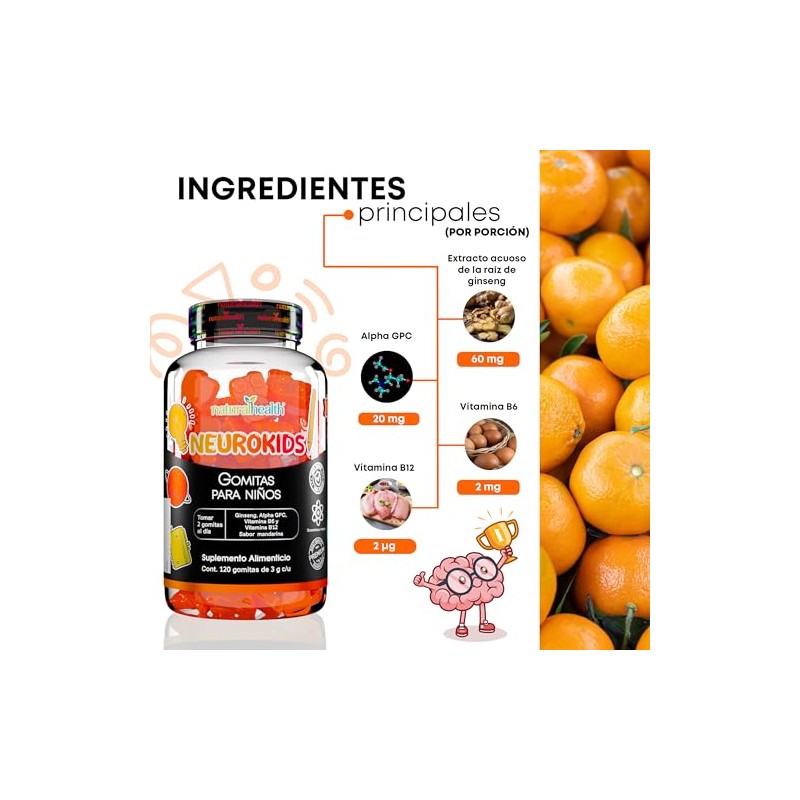 Natural Health. NeuroKIDS. Suplemento para Memoria, Concentracin y Aprendizaje, con