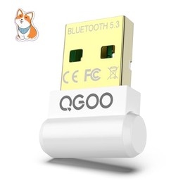 USB Bluetooth Adapter for PC - QGOO Bluetooth Dongle 5.3 EDR, Wireless Bluetooth Receiver for Desktop Computer Laptop Bluetooth Windows 8.1/10/11（white-241）