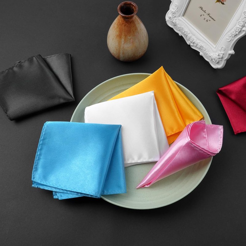 URAQT Pocket Square Plain Men's Pocket Square Holder Pre-Folded Fabric