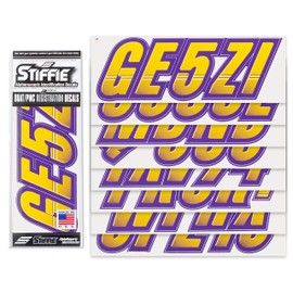 STIFFIE Techtron Yellow/Purple 3" Boat & PWC Registration Decals • Numbers Letters Stickers