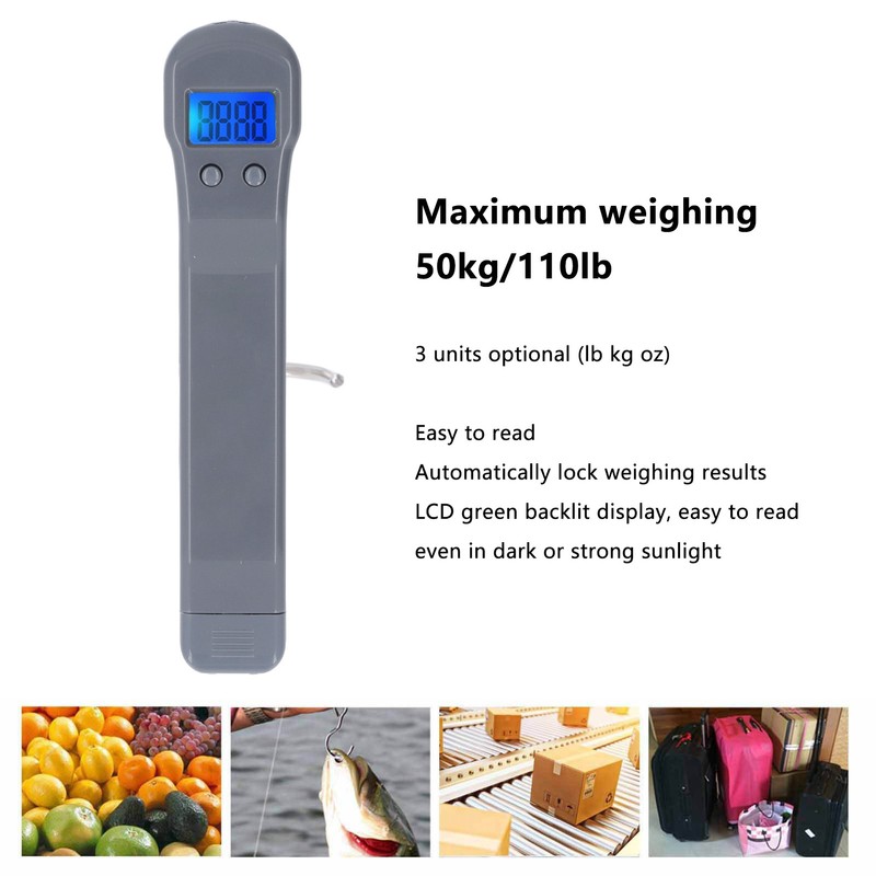 Luggage Scale 50KG 3 Units LCD Backlit Display High Accuracy