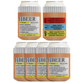 Funny Prescription Gag Gift Rx Pill Bottle Can Cooler 6-Pack Can Drink Sleeves