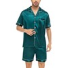 SWOMOG Mens Silk Satin Pajamas Sets Short Sleeve PJs Sets