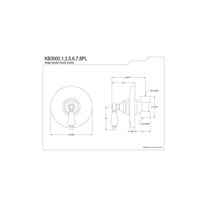 Kingston Brass KB3006PL Vintage Volume Control, Polished Nickel 5.38 x