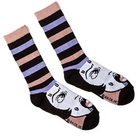 Ripple Junction Junji Ito Adult Socks - Slug Girl Striped Design - Ribbed Crew Length Socks - Pink/Purple/Black (One Size, One Pair)