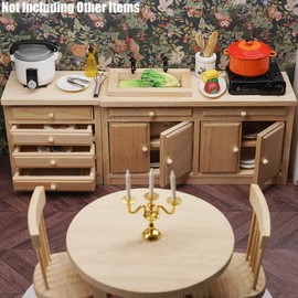 Odoria Dollhouse Kitchen Island Miniature : 1/12 Scale Table with Washbasin Drawer for Restaurant Bathroom Antique - Mini Unfinished Furniture Wood 2Pcs