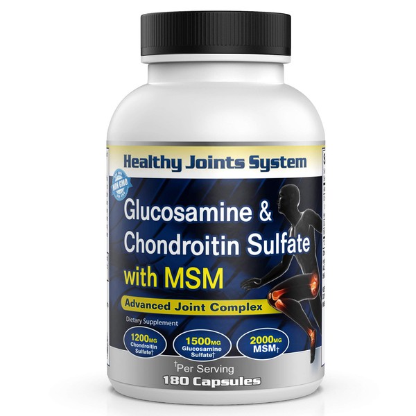 Healthy Joints System Glucosamine Chondroitin MSM Supplement for Joint and Bone Health - 180 Tablets