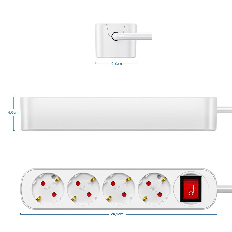 Power Strip for Home, 4-Way Multiple Socket with Save Energy