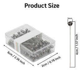 WedDecor 100pcs Gunmetal Quilting Pins with Round Pearl Heads – Round Head Pins for Sewing, Scarf Making, Hijab, and Fabric Covers – Ideal for Dressmaking, DIY Art, Craft, and Flower Decoration