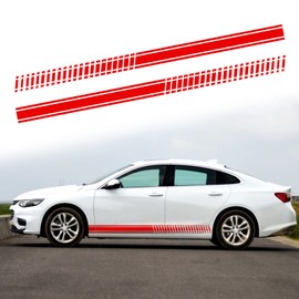ramuel Universal Vinyl Side Body Car Stripe Decals Sports Car Sticker Racing Stripes Car Side Stickers Vinyl Gaphic Decal Car Accessories for Cars SUV Sedan Vehicles (2pc Red)