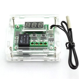 Envistia W1209 12V DC Digital Electronic Temperature Controller Board Digital Thermostat -50 to 110°C Module Switch with 10A Relay & Acrylic Case