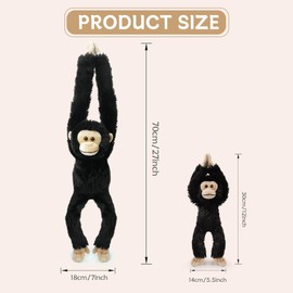 Hideekoog 2pcs Chimpanzee Hanging Stuffed Animal Mother with Baby Hangs Plush Toys, Hooks and Stuffed Animals with Rings for Kids 4-8, Gifts for Boys and Girls（Black）