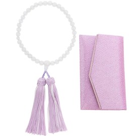 Kiho Kobo Kiho Kobo Women's Women's Prayer Beads Kyoto Prayer Beads White Onyx 7mm Pure Silk Booth Double Layered Crepe Prayer Beads Set/Prayer Bag Pouch Case/Parent